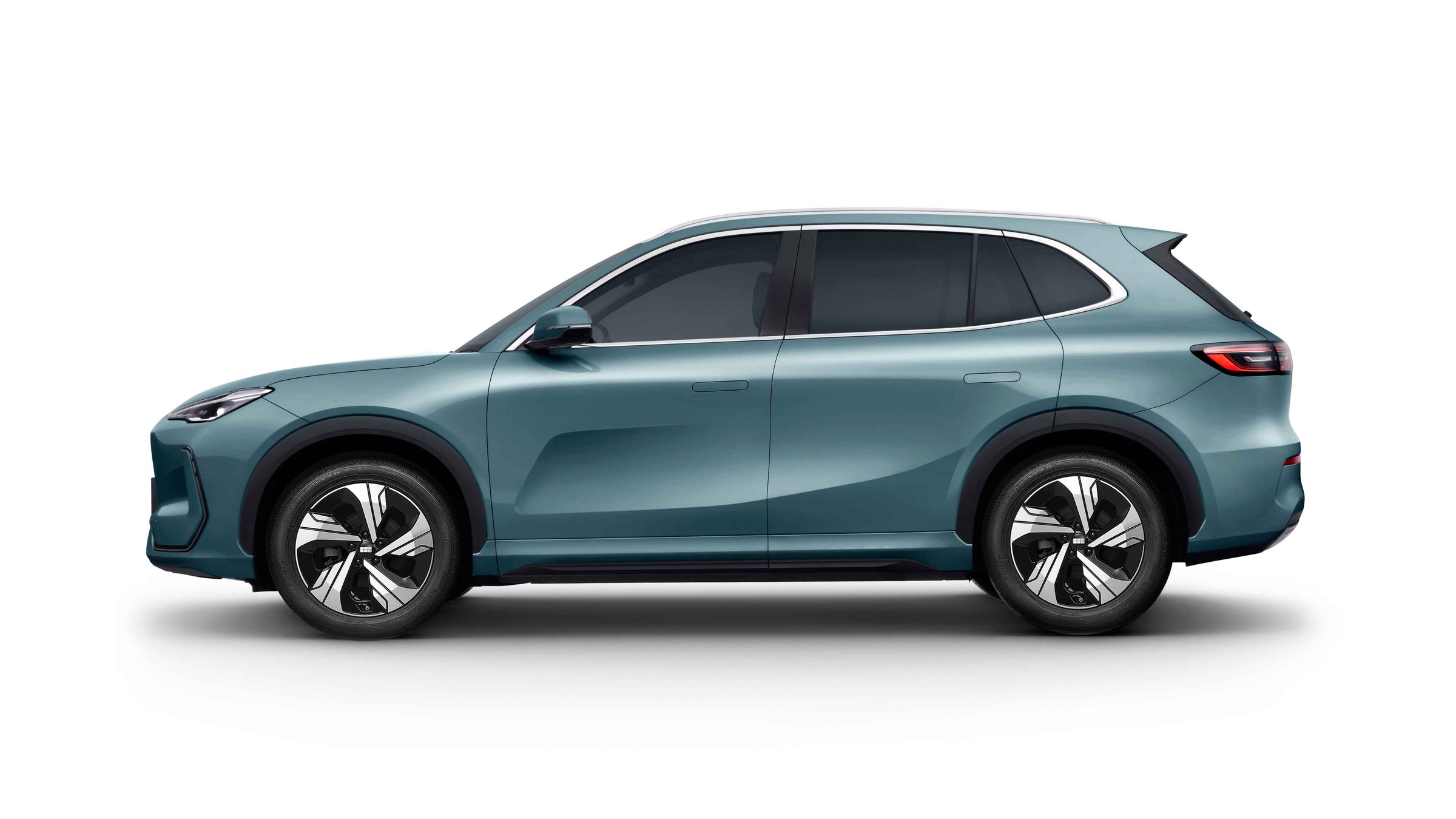 Geely EX5 side view in Acquatic Green