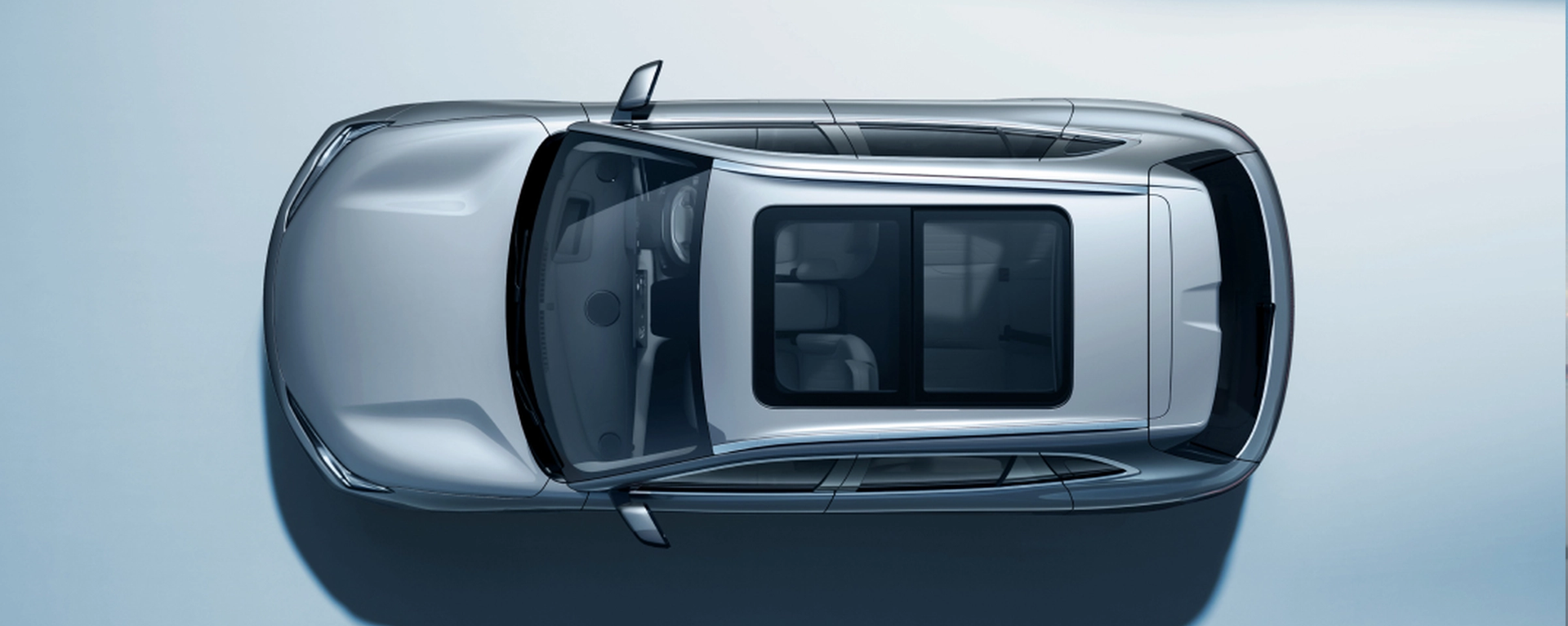 Panoramic sunroof letting natural light into the cabin